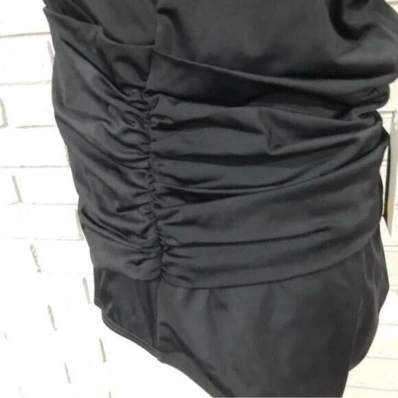 Boden Women Black Halter Ruched Tummy Friendly One Piece Swimsuit | Size 8 - Picture 9 of 15